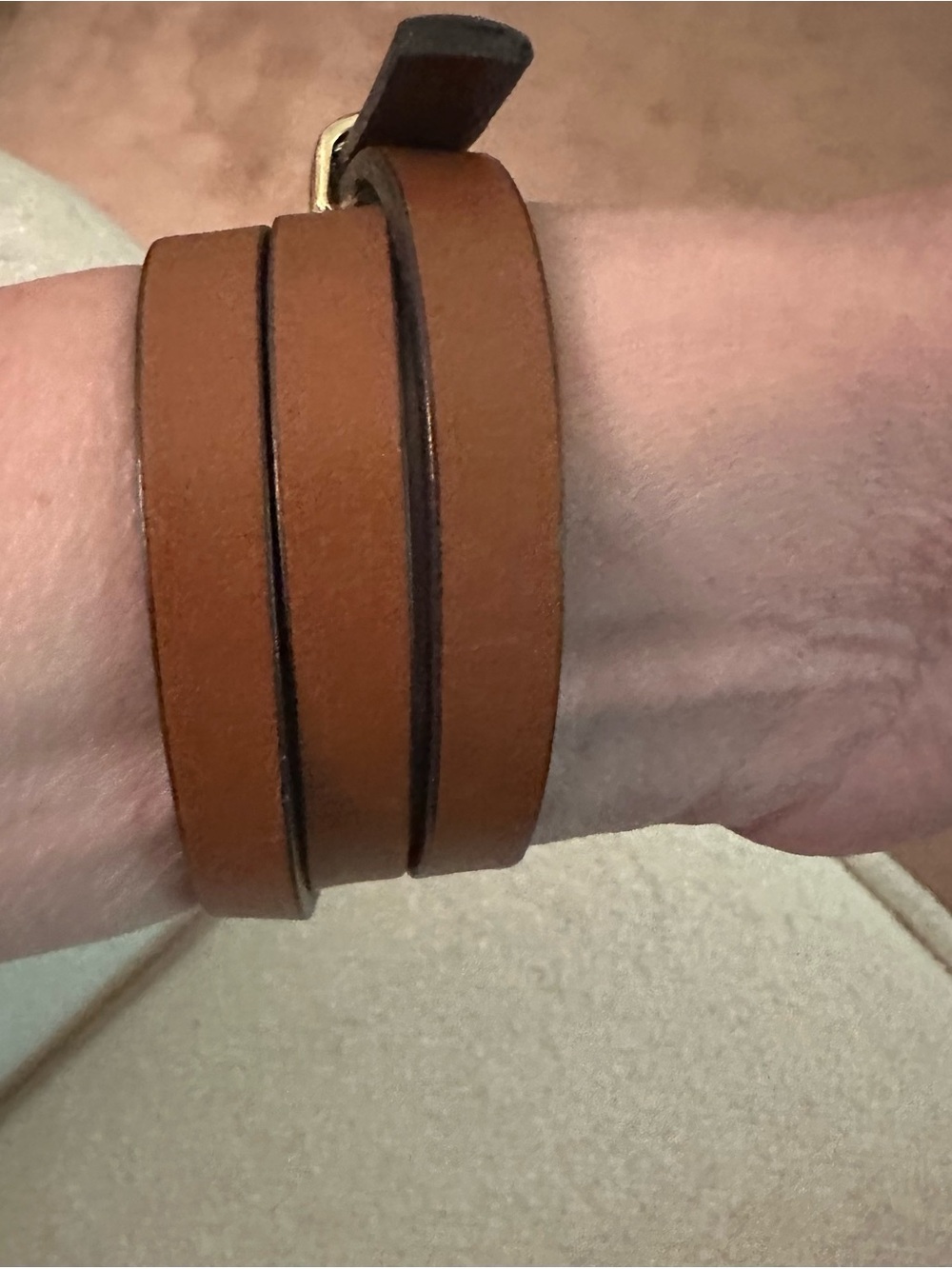 Banana Republic Classic Brown Leather Wrap Bracelet with Gold Buckle - Picture 4 of 7